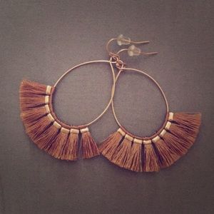 Brown and gold dangling earrings